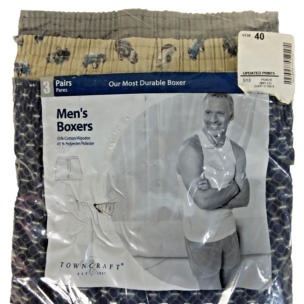 TownCraft JC Penney Mens‎ Boxers Shorts 3 Pack Sz 40 Vintage Daddy Underwear
